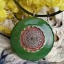 GAIA ceramika ceramiczny zielony naszyjnik z wisiorem vintage na rzemieniu
