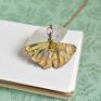 Żółty miłorząb - naszyjnik z liściem w miedzi prosta biżuteria duży wisior na łańcuszku