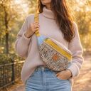 Pastelowa nerka damska XL Merida - pojemna na ramię i na skos