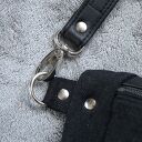 Upcyklingowa nerka-saszetka midi z kieszonkami - czarny jeans i ekoskóra