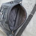 Upcyklingowa jeansowa nerka XXL - nerka na ukos (zero waste)