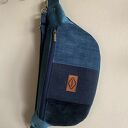 Niebieska nerka patchworkowa - saszetka damska handmade