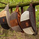 Brązowa nerka patchworkowa - saszetka z tkaniny tapicerskiej (handmade)