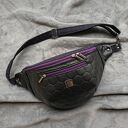 Czarno-fioletowa nerka XXL - pojemna saszetka handmade