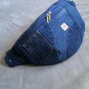 granatowa nerka XXL z łączonych tkanin