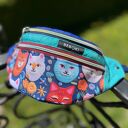 Nerka M niebieska Cats Voyage z miniportfelem gratis - ręcznie robiona