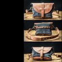 Mała nerka listonoszka patchwork ze skóry i zamszu w stylu vintage