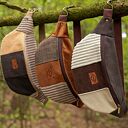 Brązowa Neka Patchwork Saszetka - nerka damska handmade