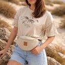 Zamszowa nerka basic Kremowa