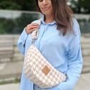 Torebko nerka z puchatej tkaniny Pepitka Różowa