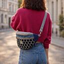 Kolorowa nerka XL Agadir z weluru i sztruksu - patchwork