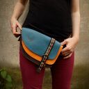 ARIA nerka/torebka skórzana etno aztecka turkus pomarańcz