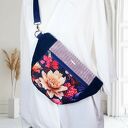 Nerka listonoszka ze sztruksu granatowa - saszetka handmade Gianna