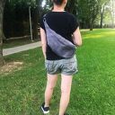 Duża nerka saszetka XL z szarego eko nubuku