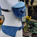 Nerka SKÓRA NATURALNA błękity etno wzory aztec