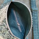 Patchworkowa welurowa nerka XXL szaro-turkusowa - handmade