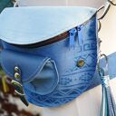 Nerka SKÓRA NATURALNA błękity etno wzory aztec