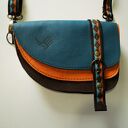 ARIA nerka/torebka skórzana etno aztecka turkus pomarańcz