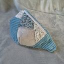 Patchworkowa welurowa nerka XXL szaro-turkusowa - handmade