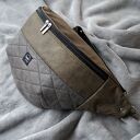 Nerka XXL ciemna oliwka z szarością - duża torebko-nerka handmade 