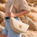 Zamszowa torebka crossbody Kremowa