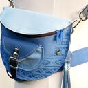 Nerka SKÓRA NATURALNA błękity etno wzory aztec