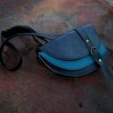 Aria nerka/torebka skórzana czarna turkusowa