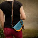 ARIA nerka/torebka skórzana etno aztecka turkus pomarańcz