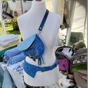 Nerka SKÓRA NATURALNA błękity etno wzory aztec