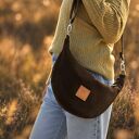 Torebka crossbody z Czekoladowego Nubuku
