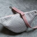 Szaro-różowa nerka L - biodrówka damska midi handmade