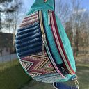 Nerka Patchwork turkus - unikatowa saszetka biodrowa z miniportfelikiem gratis