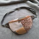Patchworkowa damska nerka XXL z weluru - handmade