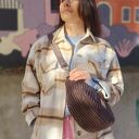 Banana sztruksowa torebko nerka Brązowa