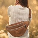 Maxi nerka damska XL z tkaniny wool look - orzech laskowy