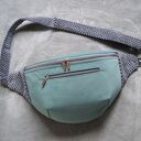 welurowa nerka XXL szałwia z szarym