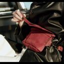 brązowa nerka lub torebka skórzana na ukos z kieszonką na zamek ladybuq art vintage styl originalna