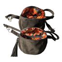 Duża nerka saszetka oliwka. Skóra zamszowa z frędzlami