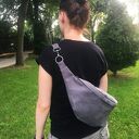 Duża nerka saszetka XL z szarego eko nubuku