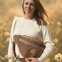 Maxi nerka damska XL z tkaniny wool look - orzech laskowy