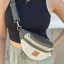 Zamszowa nerka Basic kremowo-szałwiowa - handmade dla niej