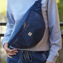 granatowa nerka XXL z łączonych tkanin