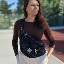 Żakardowa nerka XL w panterkę szarą - ręcznie robiona torebka na ramię