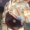 Banana sztruksowa torebko nerka Brązowa