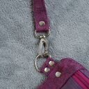 fioletowa mini saszetka z łączonych tkanin