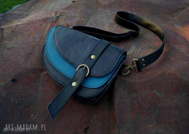 Aria nerka/torebka skórzana czarna turkusowa