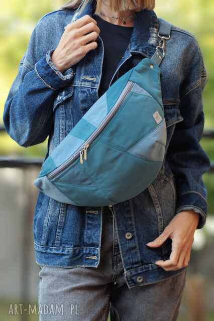 turkusowo-niebieska patchworkowa nerka XXL