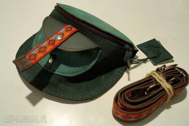 Skórzana NERKA Odcienie Zieleni AZTECKA 3