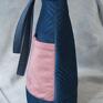 nerki: granatowo różowa welurowa na ramię klasyczna torba XL