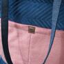 granatowo różowa welurowa torba na ramię XL nerki codzienna